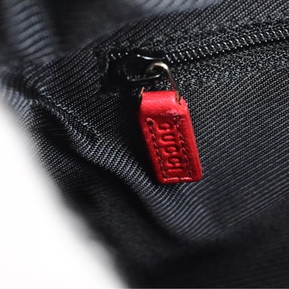 GUCCI Logo GG Pattern Shoulder Bag Canvas Leather Red Black Gold Italy 68HB984 - Picture 14 of 16